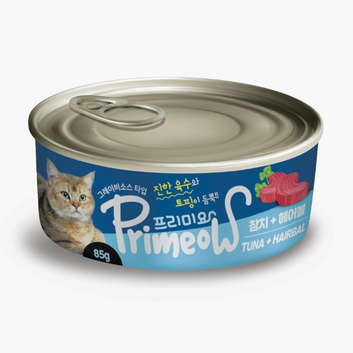 ♠[프리미요] 고양이 습식 캔 참치 + 헤어볼 85g x 24개입