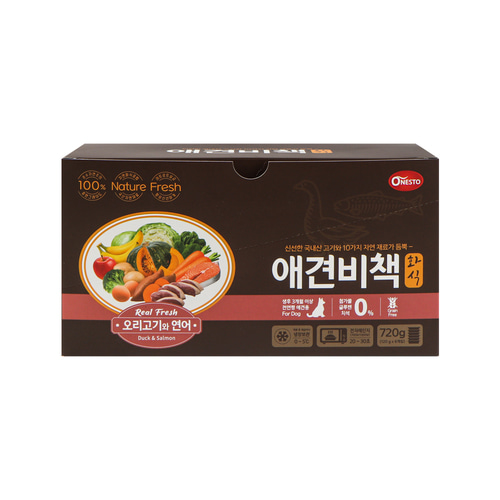 ♥임박 할인♥ 애견비책 화식사료 오리,연어 120g