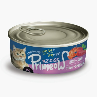 ♠[프리미요] 고양이 습식 캔 참치 + 새우 85g x 24개입
