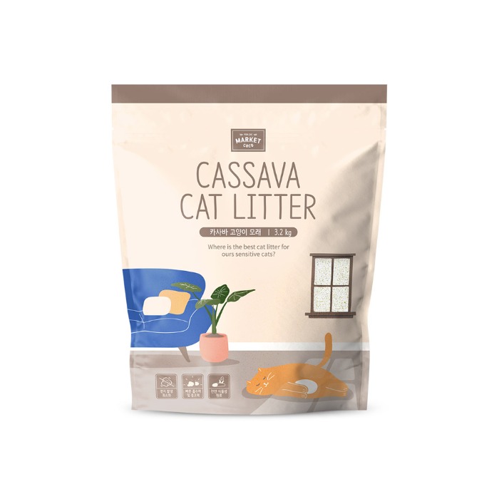 ◆온라인 판매가 준수◆코코마켓 카사바 고양이 모래 3.2kg