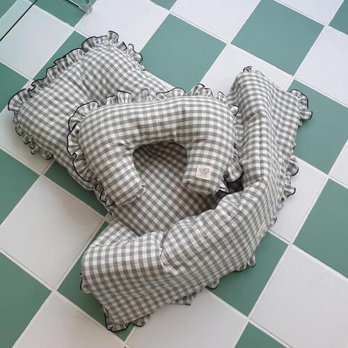 ♠[개달당] 강아지 유모차 일체형 침구 + 베개 2종세트 체크 2colors