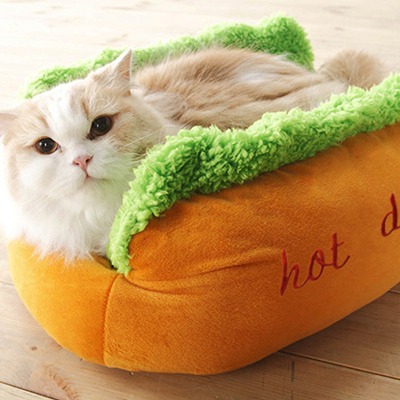 ♠[도그웨그] 핫도그 강아지 침대 고양이 마약 방석 쿠션(색상:노랑)