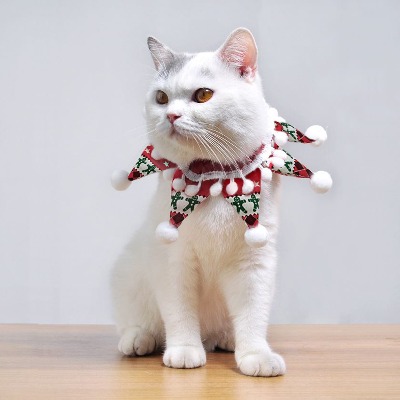 ♠[도그웨그] 스타폼폼 스카프 고양이 크리스마스 케이프